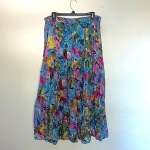 Vintage Bohemian Pleated Midi Skirt